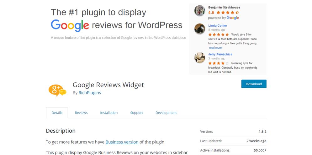 social plugins google reviews widget