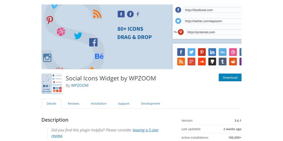 social plugins icons wpzoom