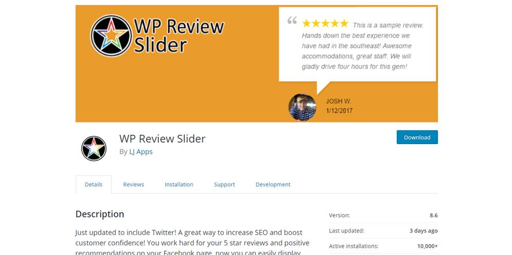 social plugins wp review slider
