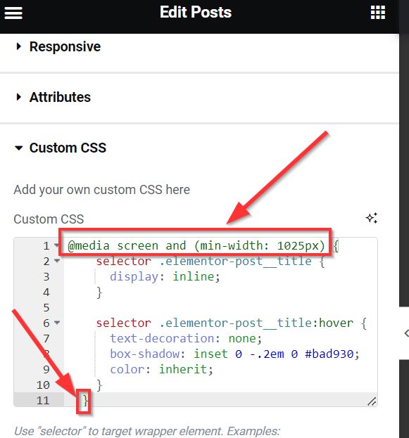 CSS personnalisé dans Elementor