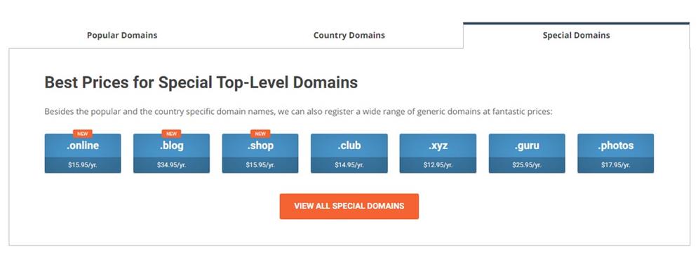siteground special domains x