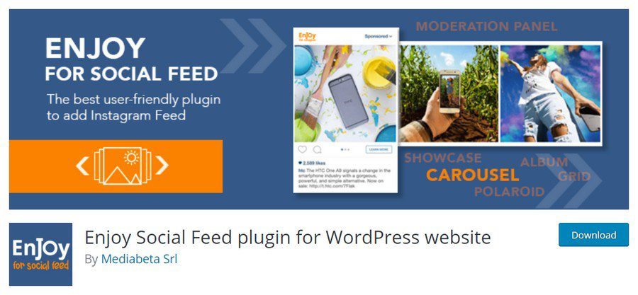 enjoy social feed plugin for wordpress