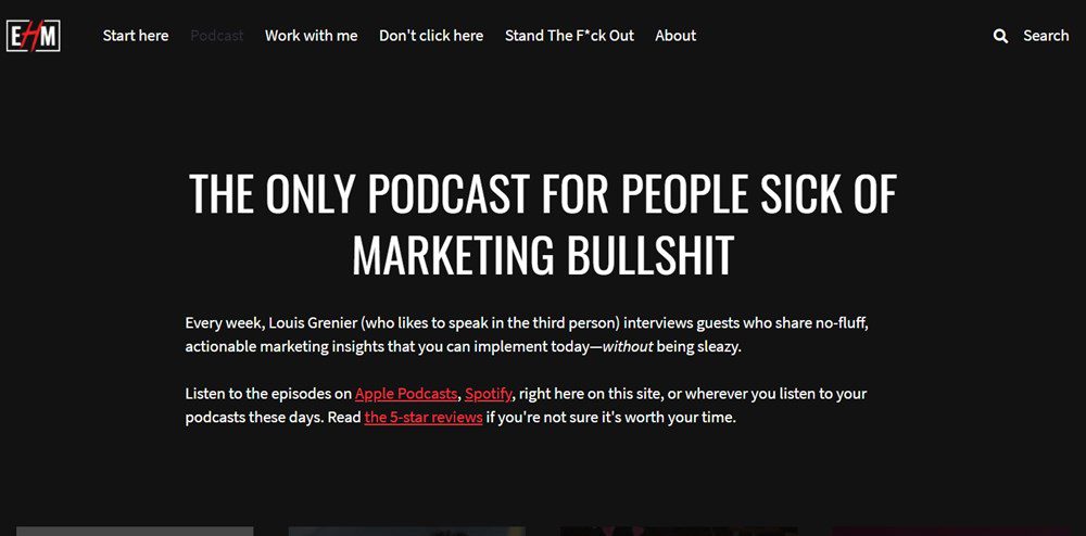 no fluff actionable marketing podcast by louis grenier