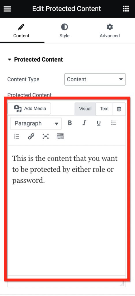 créer une page protégée par mot de passe dans Elementor