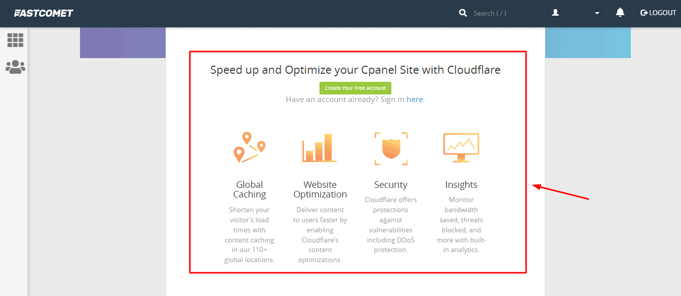 Cloudflare CDN sur FastComet
