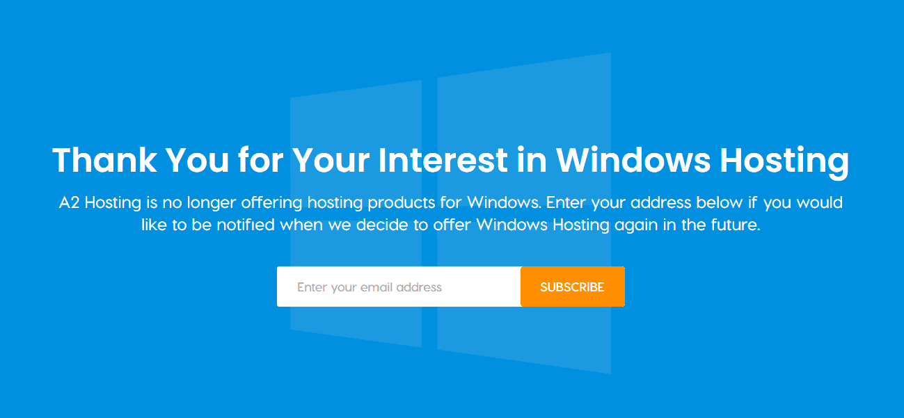 Hébergement Windows non pris en charge