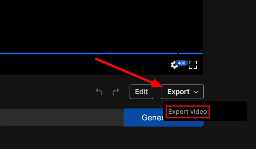 Sélection de Exporter sur une vidéo générée à l’aide d’InVideo.