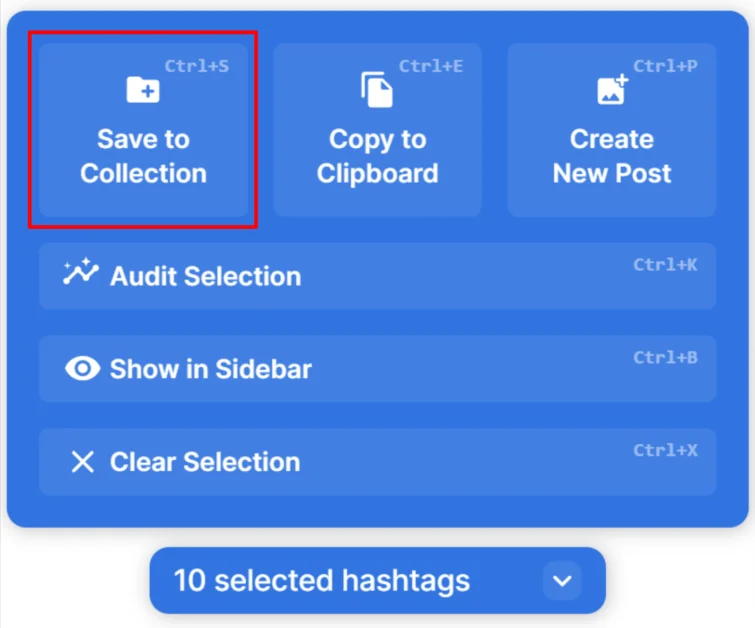 Enregistrement des hashtags sélectionnés dans une collection à l'aide de Flick.