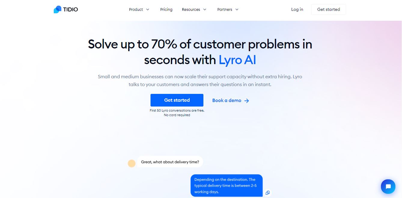lyro solve up to of customer problems in seconds tidio