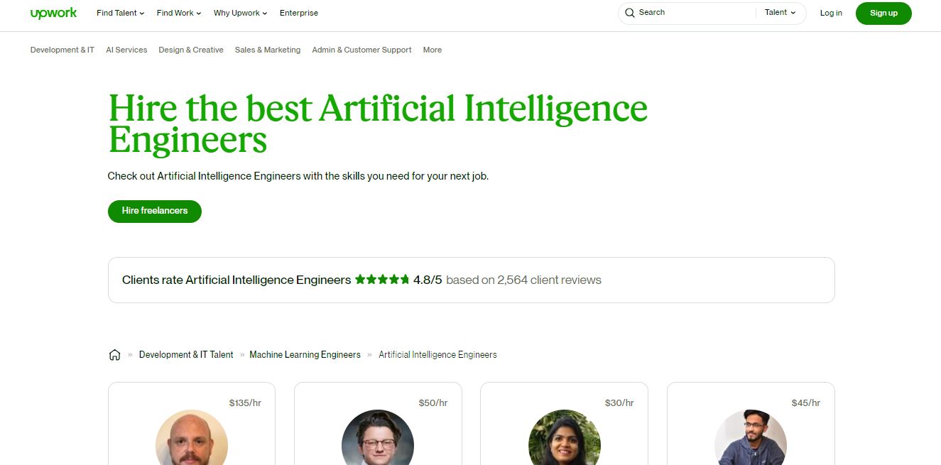 best freelance artificial intelligence engineers for hire