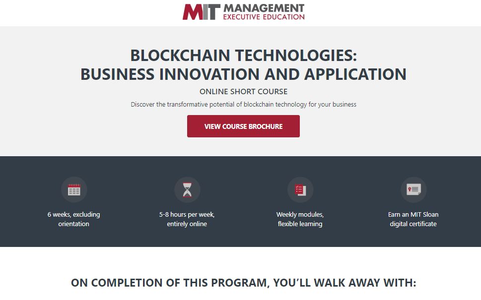 blockchain technologies course mit sloan online program