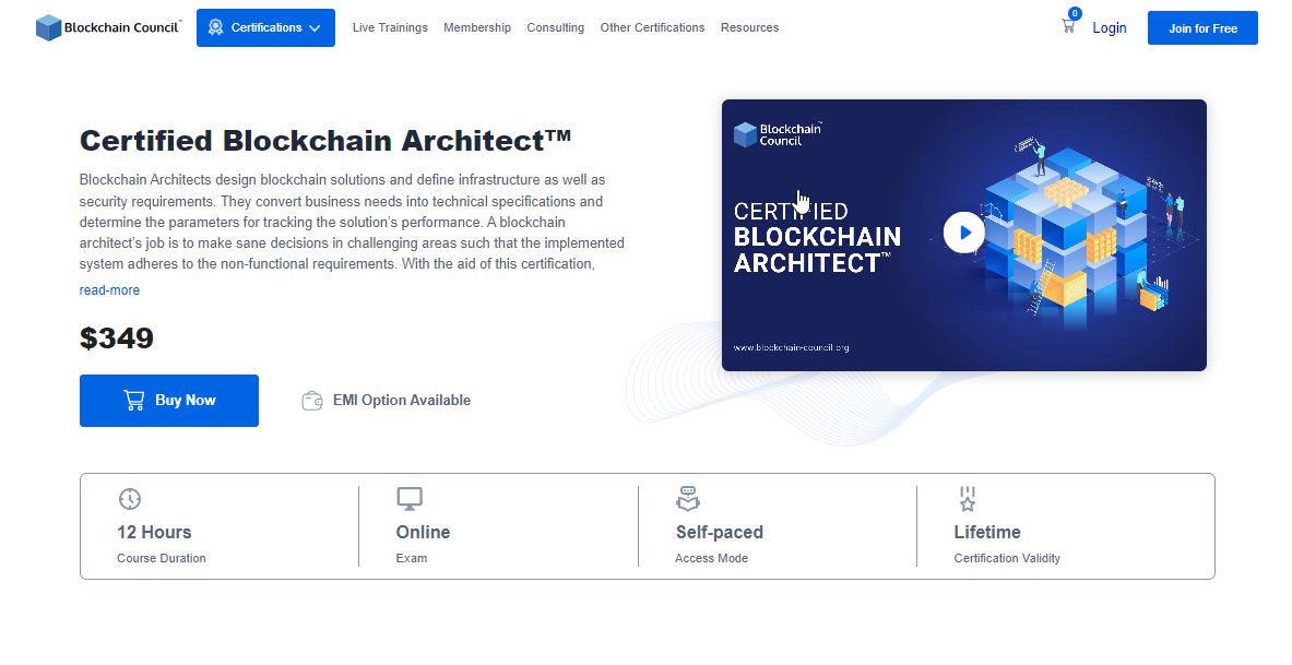 certified blockchain architect™ blockchain certification blockchain council
