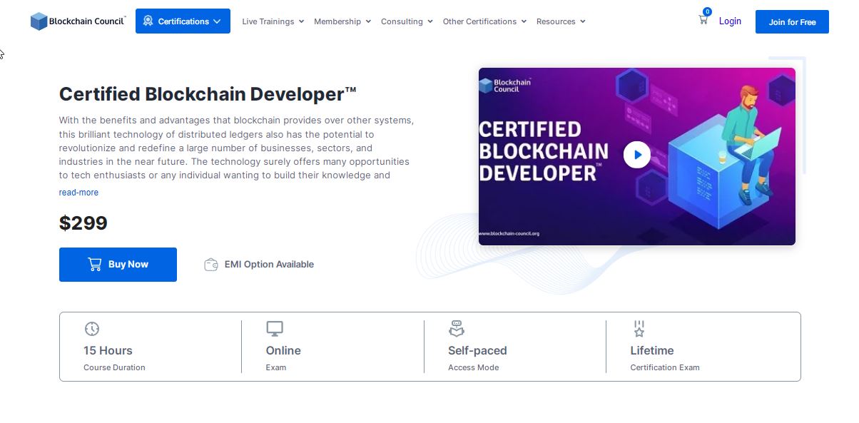 certified blockchain developer™ certification blockchain council