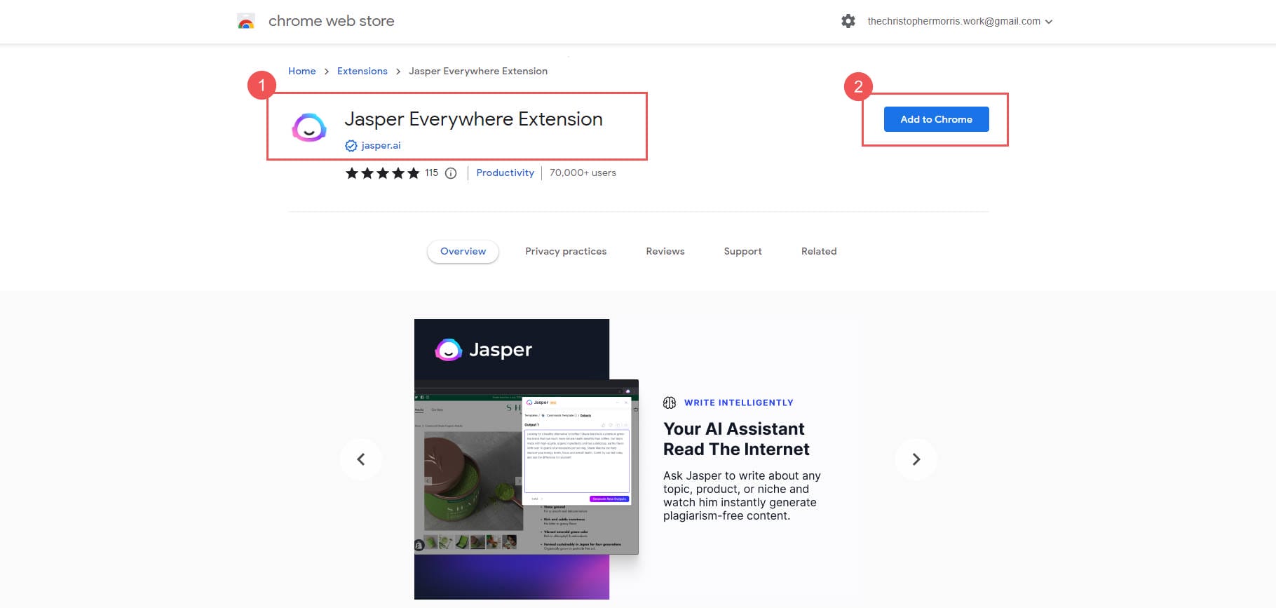 Extension Jasper Chrome - Étapes 1 et 2