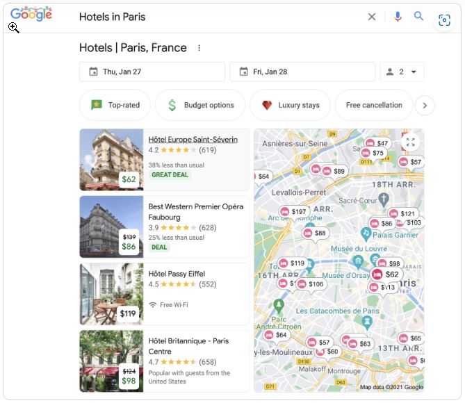serp features pack hotel