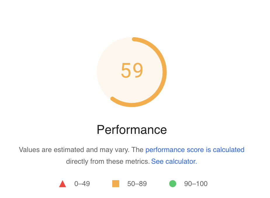 Score « Performance » affiché dans PageSpeed Insights