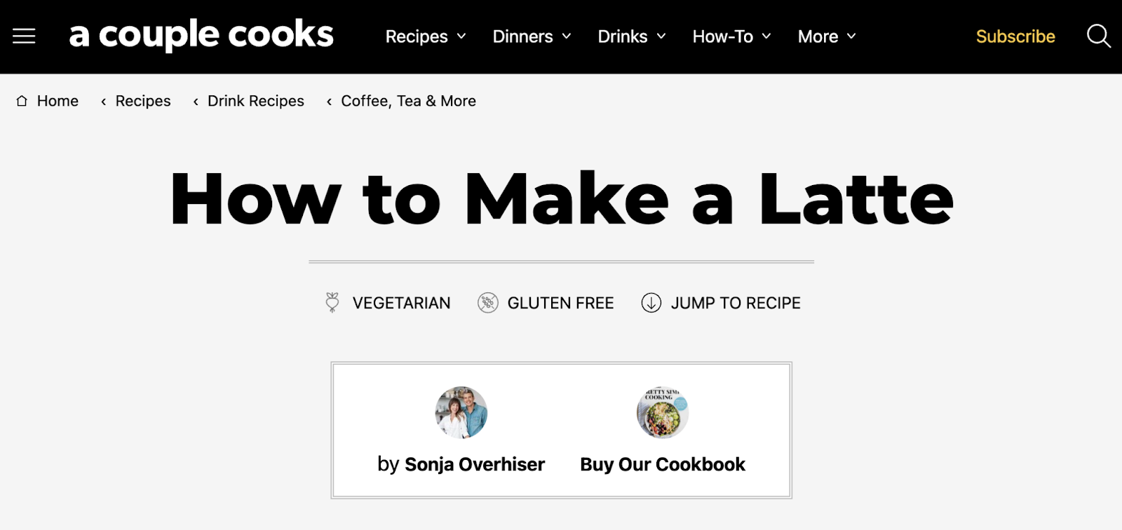 "Comment faire un latte" H1 d'après l'article d'un couple de cuisiniers
