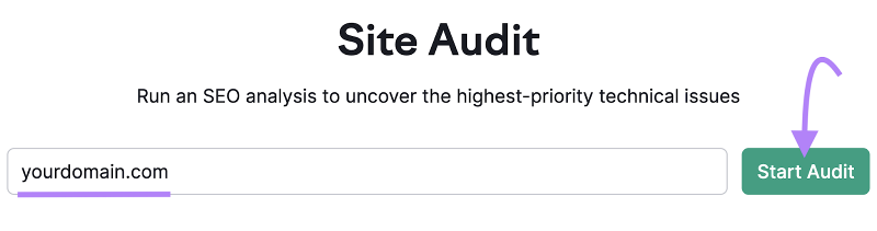 Barre de recherche d'audit de site