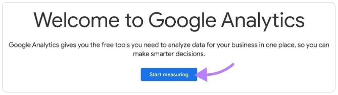 Page "Bienvenue sur Google Analytics"