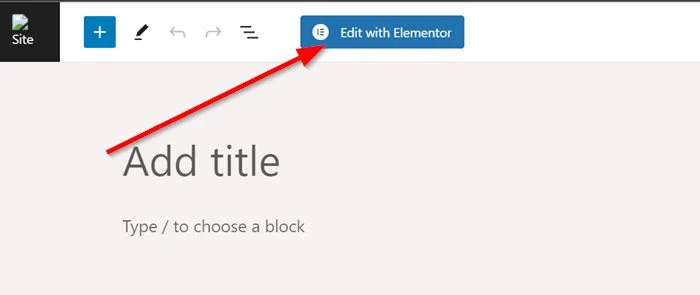create a new page with elementor