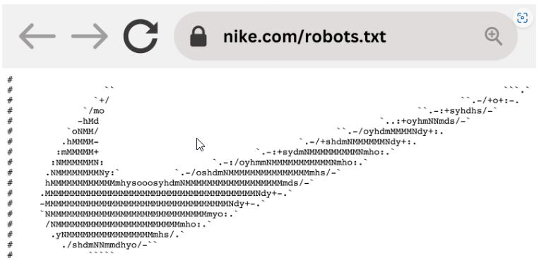 Exemple de fichier robots.txt de Nike