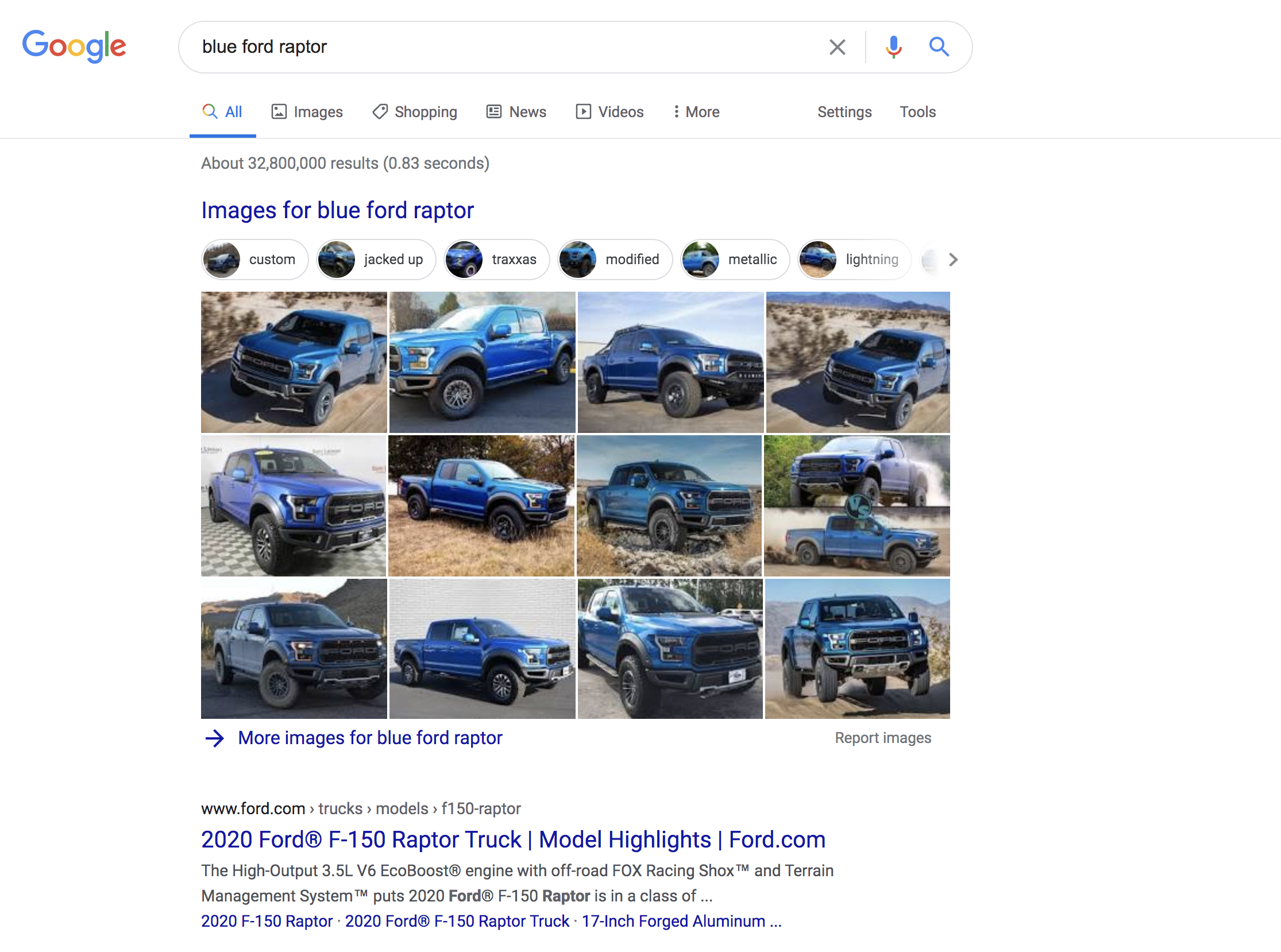 SEO d'images et balises Alt :  - Résultats de recherche d'images du Ford Raptor bleu
