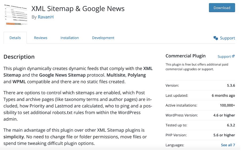 plan du site XML et détails du plugin Google News