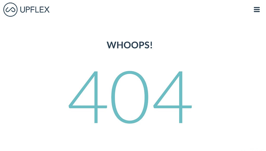SEO technique : Définition, bases et bonnes pratiques - Une page cassée d'Upflex montrant une erreur 404