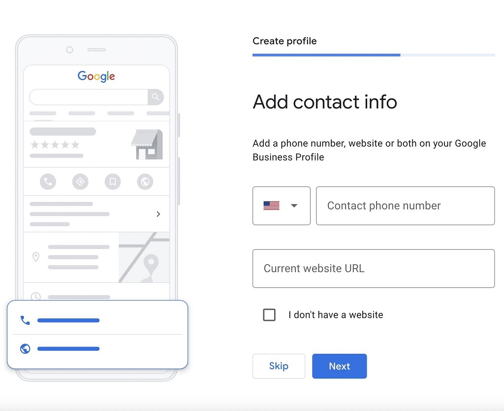 Google my Business : Guide du profil d'entreprise - ajouter des informations de contact