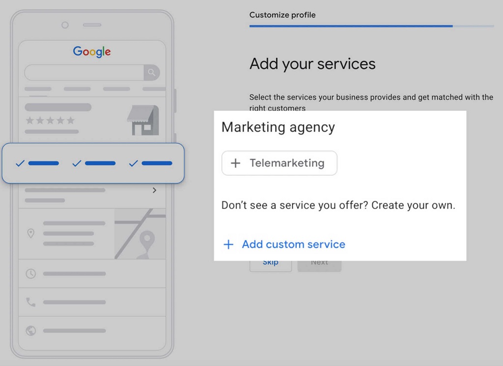 Google my Business : Guide du profil d'entreprise - ajouter des services