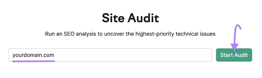 Erreur 404 : Définition, conséquences et solutions - Barre de recherche de l'outil d'audit de site
