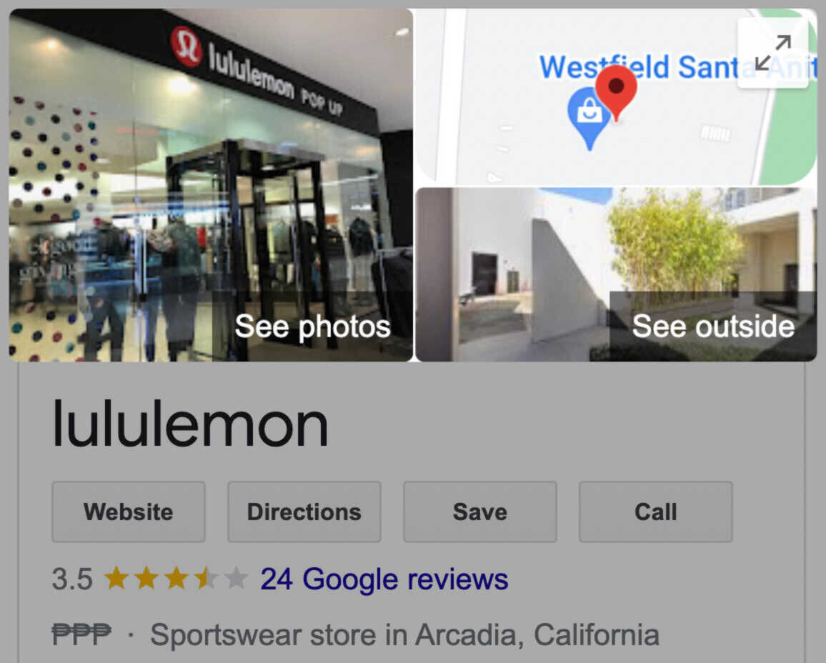 Google my Business : Guide du profil d'entreprise - Inscription d'entreprise de Lululemon