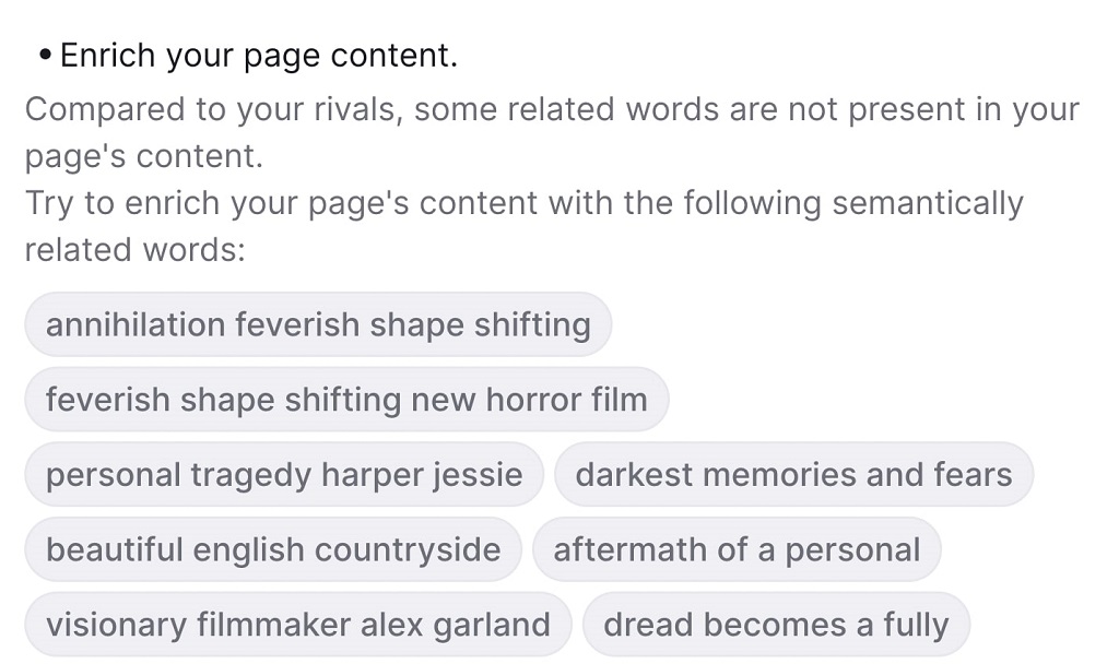 SEO On-Page : Qu'est-ce que c'est et comment le faire ? - Section d'idées "Enrichissez le contenu de votre page"