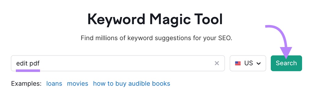 Optimisation de la recherche vocale - recherchez "modifier le pdf" dans Keyword Magic Tool