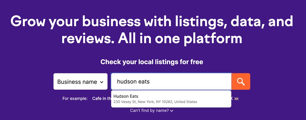 Optimisation de la recherche vocale - recherchez « Hudson Eats » dans l'outil de gestion des annonces.
