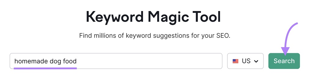 Volume de recherche par mot-clé : Guide du débutant - recherche de mot-clé de départ dans l'outil de magie des mots-clés